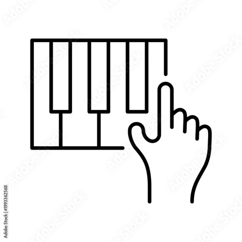 Piano keyboard icon. Music and musical instrument line symbol. Black and white.