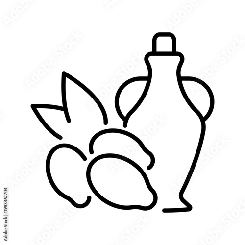 Sea buckthorn oil icon. Healthcare and plant oil line symbol. Black and white.