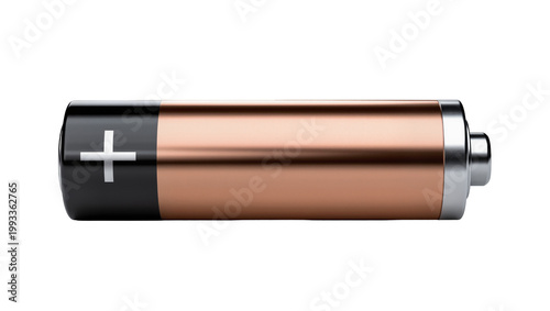 Cuadro en lienzo Copper Metallic Cylindrical Battery with Black Plus Sign End