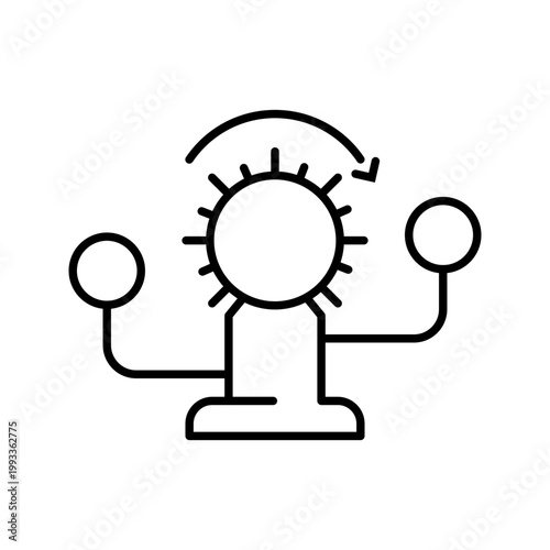 Solar system icon. Science and planetary system line symbol. Black and white.