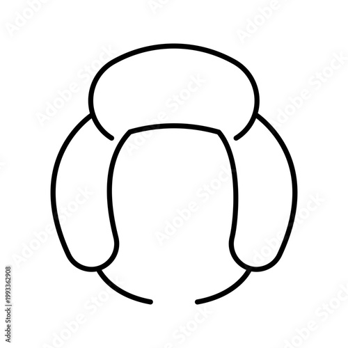 Ushanka hat icon. Apparel and winter headwear line symbol. Black and white.
