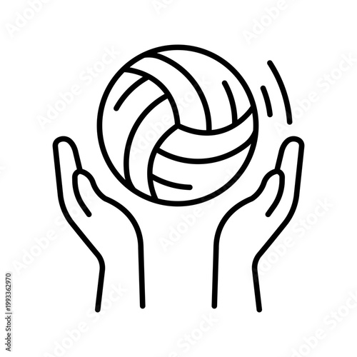 Volleyball ball icon. Sports and volleyball line symbol. Black and white.