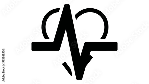 Heartbeat icon, ekg pulse line combined with a heart shape, medical symbol for cardiology and health monitoring, vector