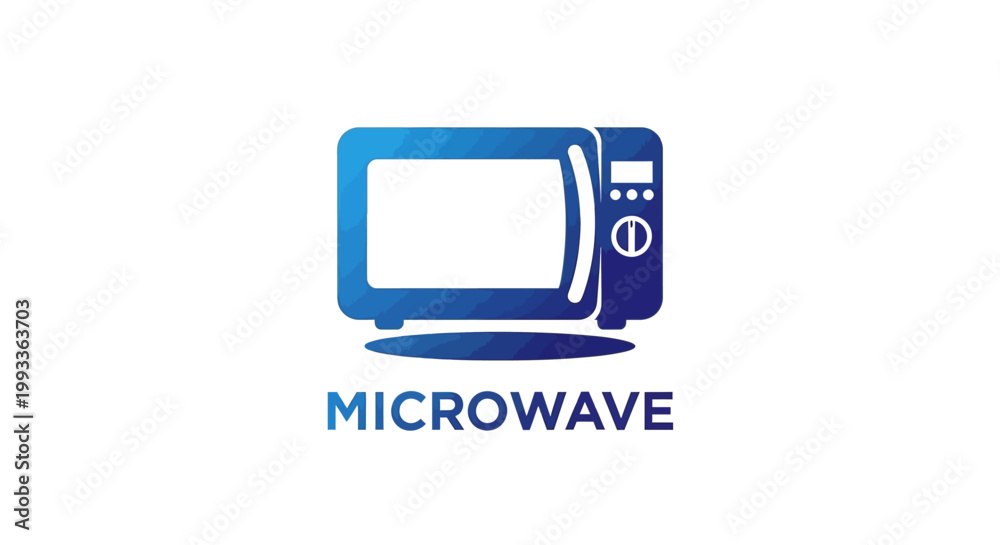 Fototapeta premium Modern Microwave Oven Icon - A Simple Blue Kitchen Appliance.