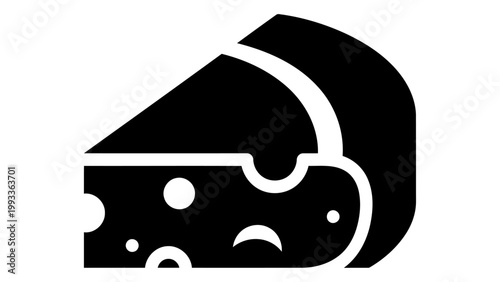 Swiss cheese wedge icon, vector illustration of a piece of cheese with holes, flat design style, dairy product symbol