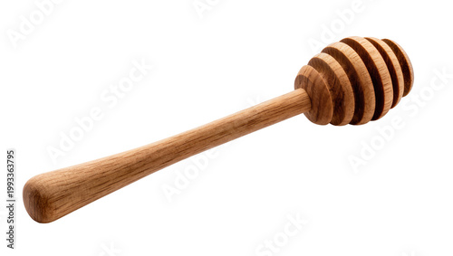 Photography Wooden honey dipper with ridged spoon head