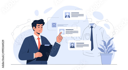 Recruiter reviewing candidate profiles for job hiring, recruitment process concept
