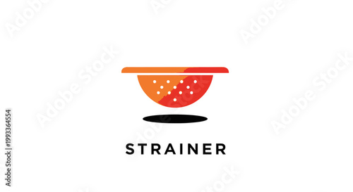 Modern Orange Colander Illustration for Kitchen Utensil Design.