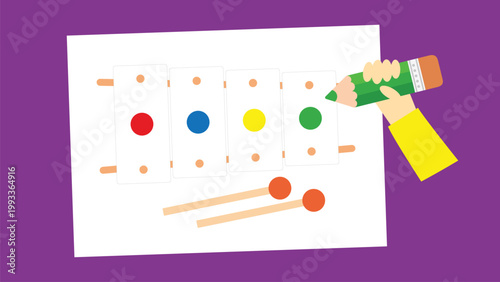 Illustration vector graphic of playing xylophone. Suitable for Diagrams, Infographics, Book Illustration, Game Asset, And Other Graphic Related Assets