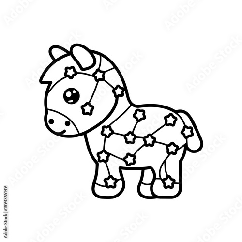 space journey field trip constellation line art hand drawn black and white outline