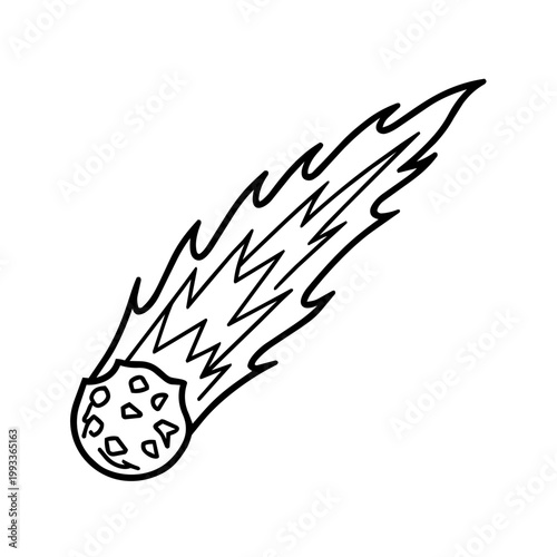 space journey field trip comet line art hand drawn black and white outline