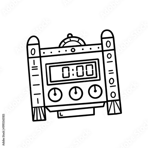space journey field trip countdown clock line art countdown hand drawn black and white outline