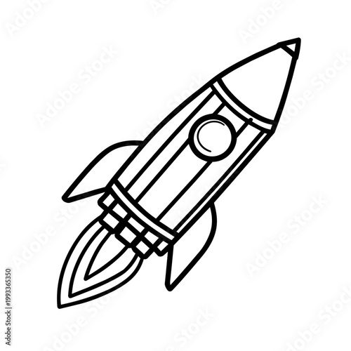 space journey field trip rocket pencil line art hand drawn black and white outline