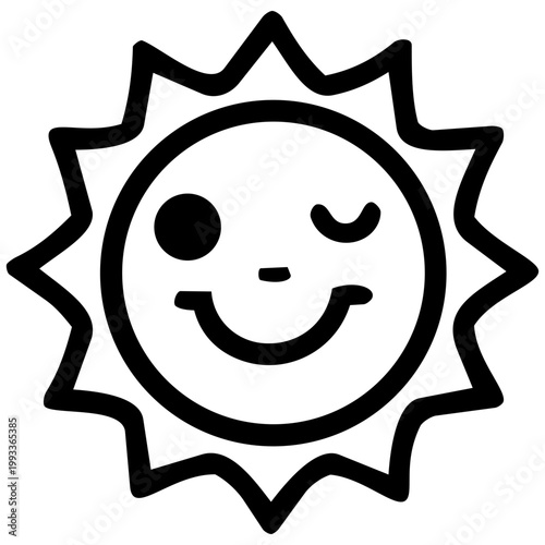 space journey field trip smiling sun line art hand drawn black and white outline