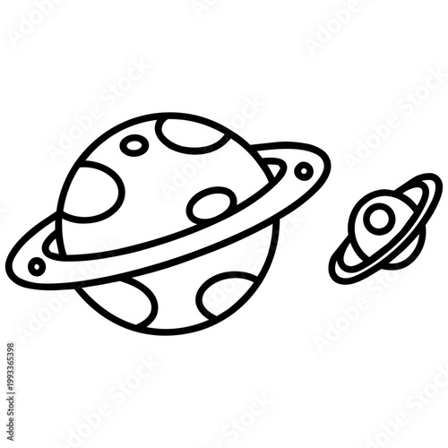 space journey field trip space planet line art hand drawn black and white outline