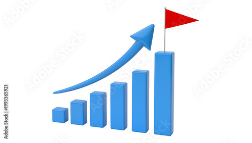 Blue Growing Bar Graph with Arrow and Red Flag on Top Free Download Blue Growing Bar Graph with Arrow and Red Flag on Top - GFXLoad