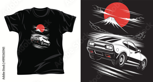 Car graphic vector T shirt Design print.