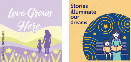 Mother Child Love Story Illustration Vector