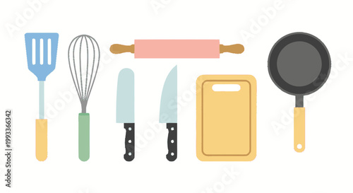 Collection of Kitchen Utensils for Cooking and Baking.
