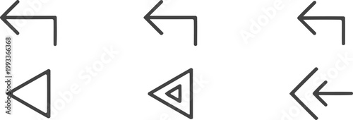 Collection of black arrow symbols directional indicators and geometric shapes