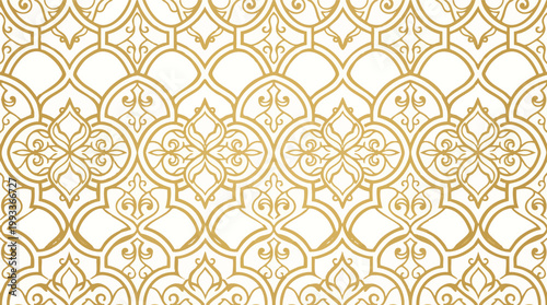 Elegant Golden Geometric Pattern on White Background - Seamless Luxury Design
