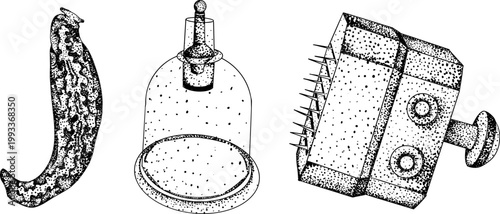 Hand drawn illustration set in a dark plague doctor theme, medieval medicine, anatomy, and occult aesthetics. Vintage engraving style, suitable for gothic, historical, and dark