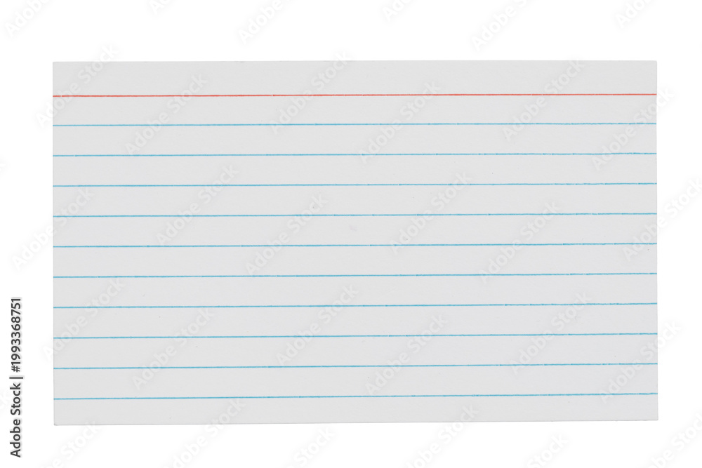 Naklejka premium Blank lined index card isolated on white