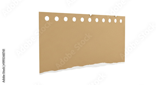 Torn Brown Paper Sheet with Hole Punch