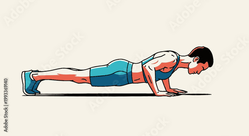 Man performing a push-up exercise on a mat.