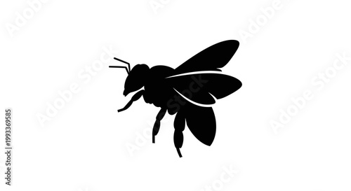 Black silhouette of a flying bee.
