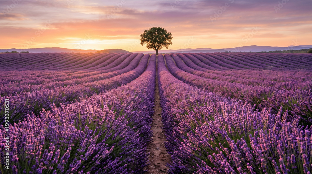Fototapeta premium lavender field at sunset