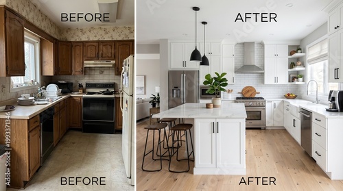 Kitchen Renovation Before and After: Old to Modern White Dream Kitchen