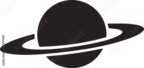 Saturn planet icon, black astronomy symbol, vector illustration, space graphic