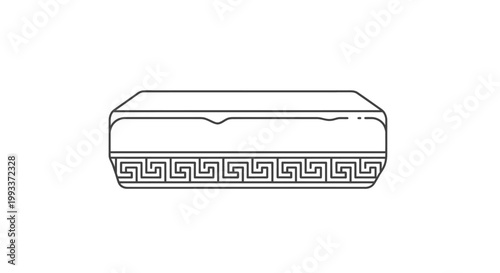 Ancient Greek Stone Box with Decorative Pattern Illustration.