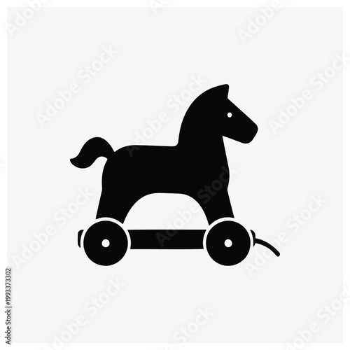 Minimal silhouette of a pony ride-on toy or pet toy.