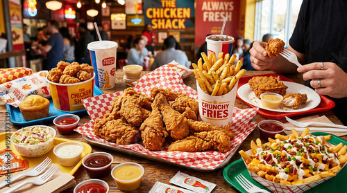 chicken wings and fries at the restaurant