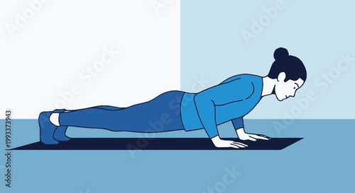 Woman performing a push-up exercise on a mat.