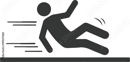 Person slipping and falling on the ground isolated on white background