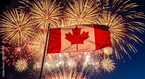 Spectacular canada day fireworks display with canadian flag celebration patriotism