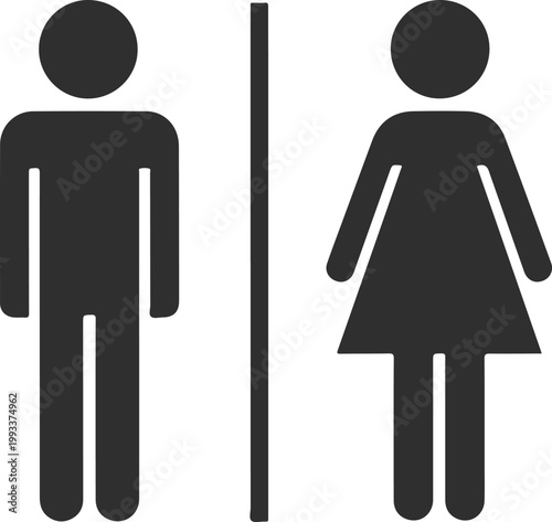Male and female bathroom sign icons isolated on white background