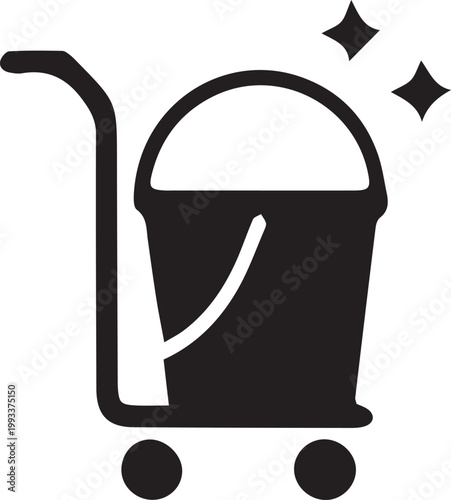 Professional Cleaning Service Icon | Janitorial Mop Bucket Vector