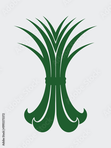 Isolated vector illustration of a fresh green plant, a healthy apple, and a bunch of raw spring onions with garden leaves on a white background