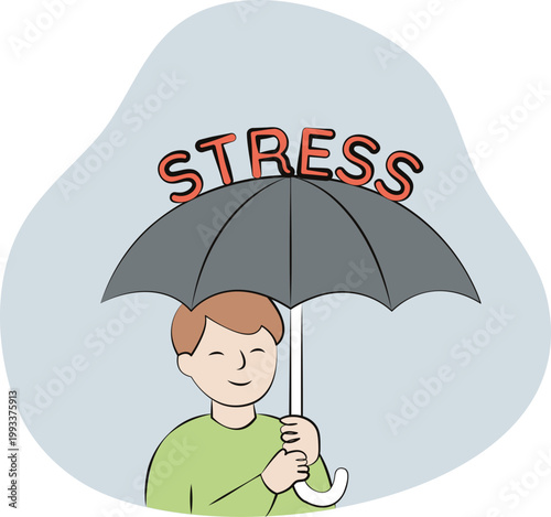 Icône / illustration vectorielle sur la gestion du stress (flat design, couleurs douces et naturelles)