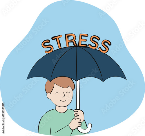 Icône / illustration vectorielle sur la gestion du stress (flat design, couleurs douces et naturelles)