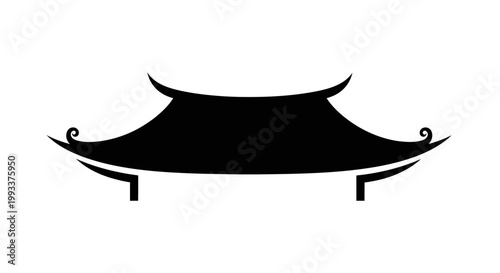 Black Chinese traditional roof silhouette.