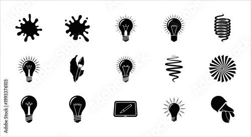 Black light bulb icons on white.