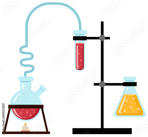 Chemical Reaction Experiment. Laboratory Experiment with Liquid