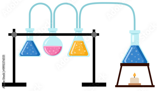 Chemical Reaction Experiment. Laboratory Experiment with Liquid