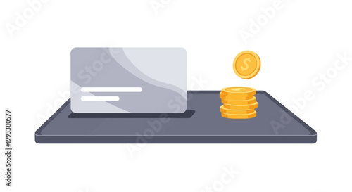 Digital Transactions with Credit Card and Coins on Smartphone