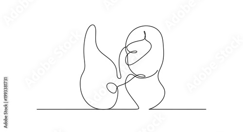 Minimalist single line drawing of a thumbs up gesture, abstract art, positive feedback symbol